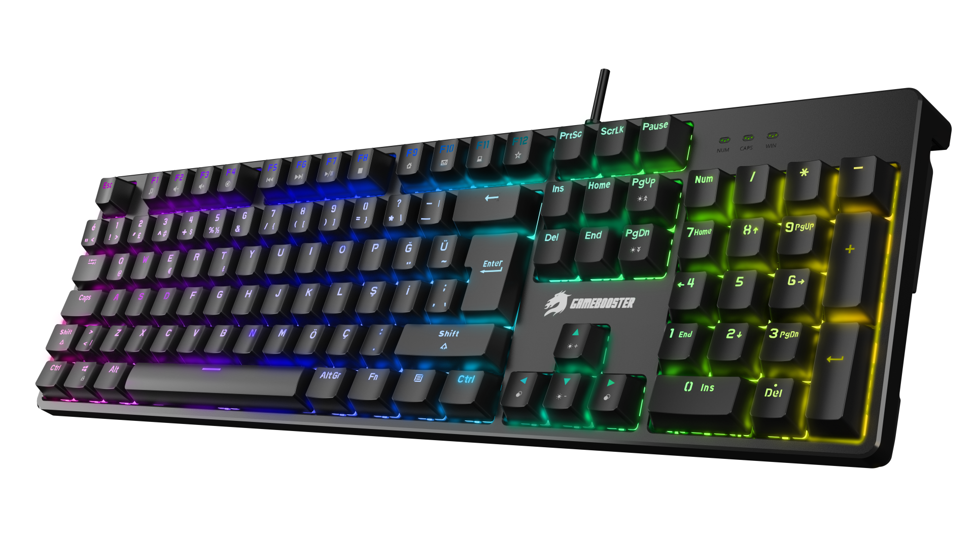 GAMEBOOSTER G24B Enigma Rainbow Aydınlatmalı Red Switch Mekanik Siyah Oyun Klavyesi