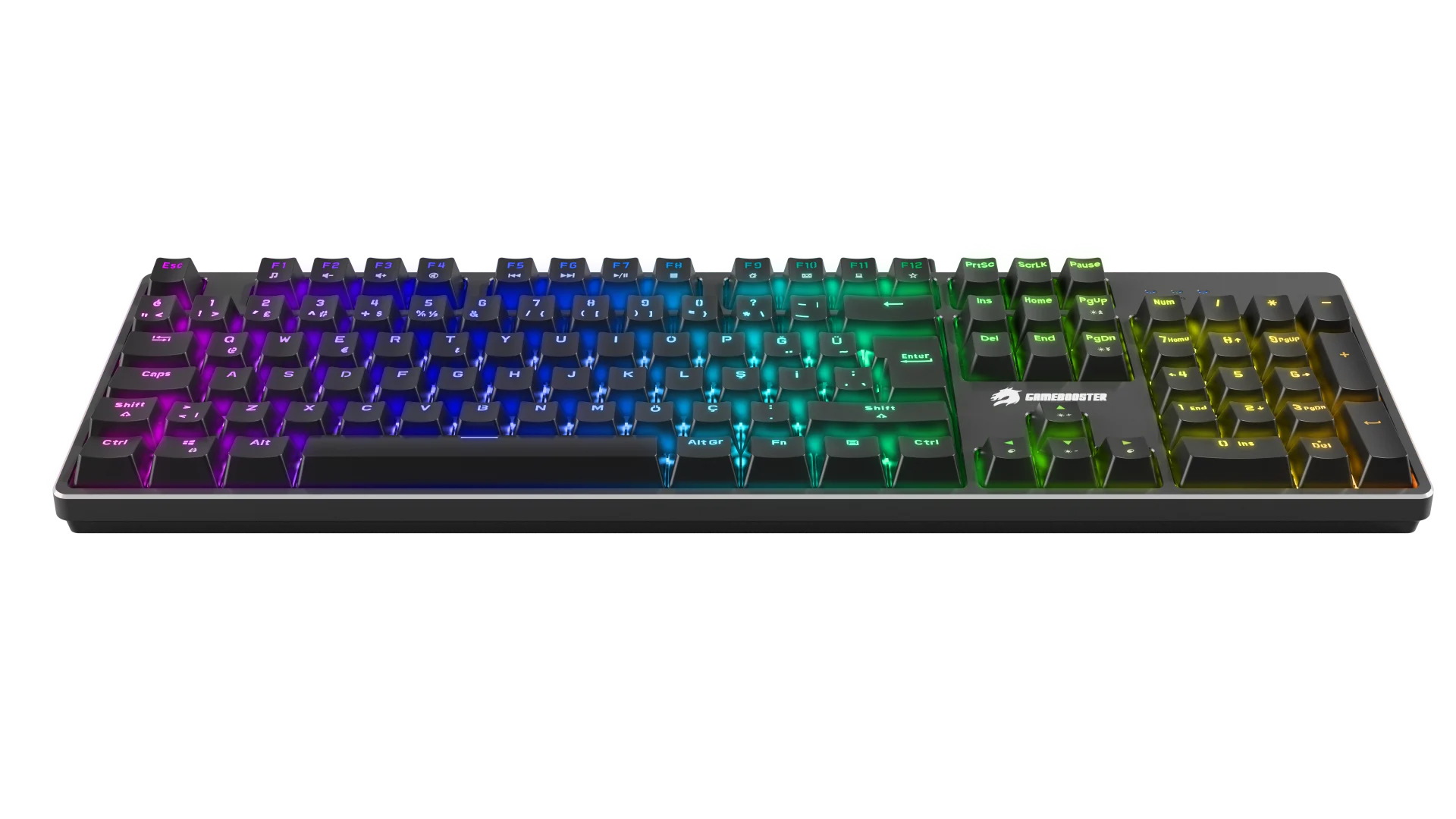 GAMEBOOSTER G24B Enigma Rainbow Aydınlatmalı Red Switch Mekanik Siyah Oyun Klavyesi