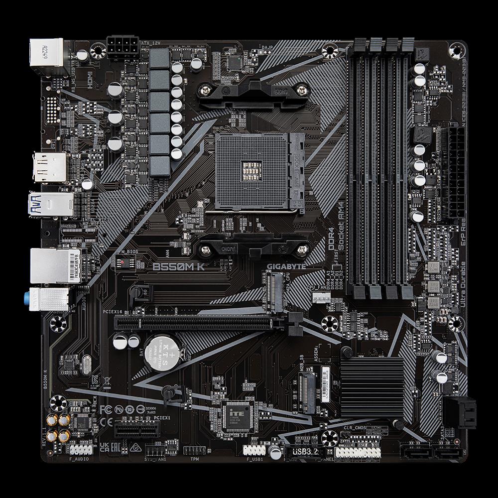 GIGABYTE B550M K DDR4 4733MHz(OC) HDMI M.2 DP mATX