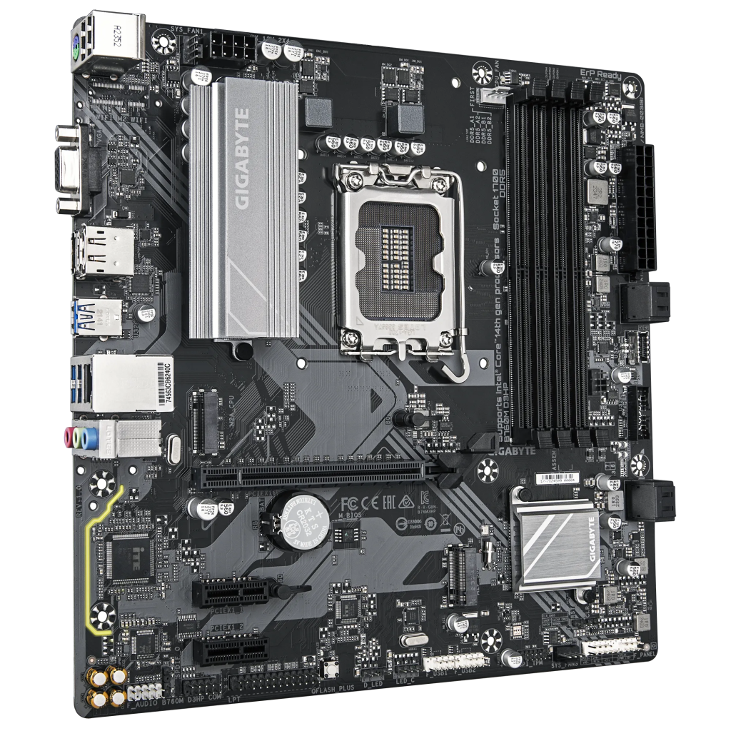 GIGABYTE B760M D3HP DDR5, 4xDDR5, 2xM.2, DP, HDMI, VGA, 12-13.14.Nesil, LGA1700 Soket, Anakart