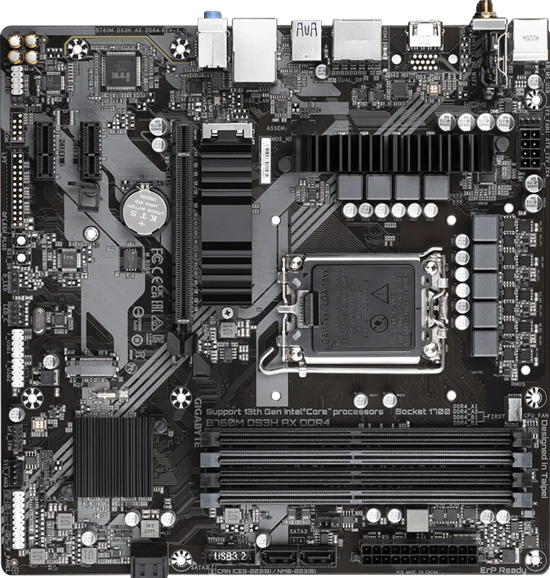 GIGABYTE B760M DS3H AX WIFI6E DDR4 HDMI TYPE-C DP PCIE 4.0 1700p mATX