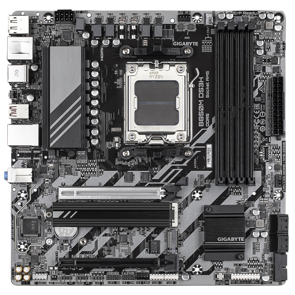 GIGABYTE B850M DS3H, 4xDDR5, 2xM.2, 2xDP, HDMI, Type-C, AM5 Soket GAMING Anakart