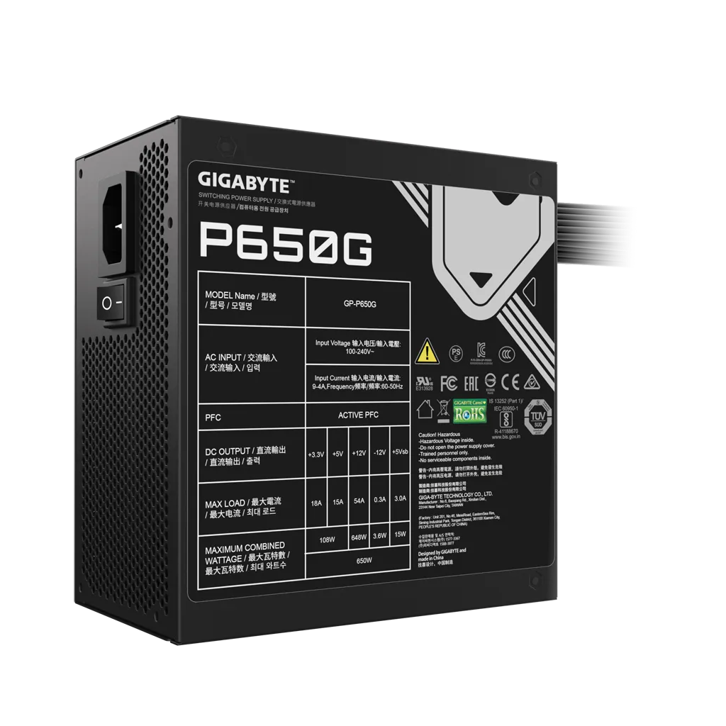 GIGABYTE GP-P650G, 650W, 80+ GOLD, GAMING Power Supply