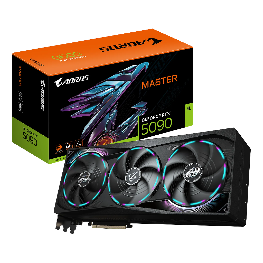 GIGABYTE GV-N5090AORUS M-32GD, RTX5090, AORUS MASTER, 32Gb, GDDR7, 512BIT, 3 Fanlı, 1xHDMI, 3xDP, GAMING Ekran KARTI