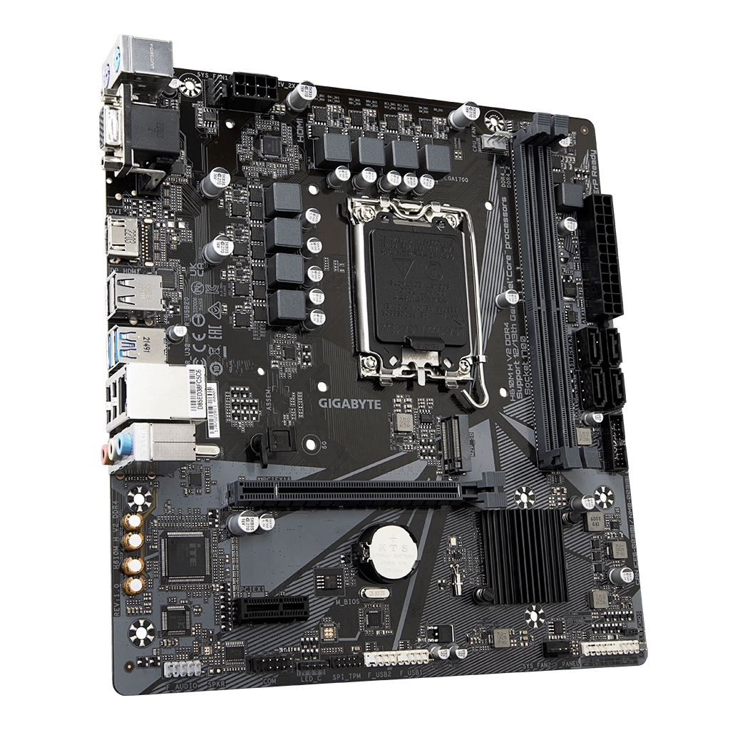 GIGABYTE H610M H V2 DDR4, rev1.0, 2xDDR4, M.2, D-SUB, HDMI, 12-13.14.Nesil, LGA1700 Soket, Anakart