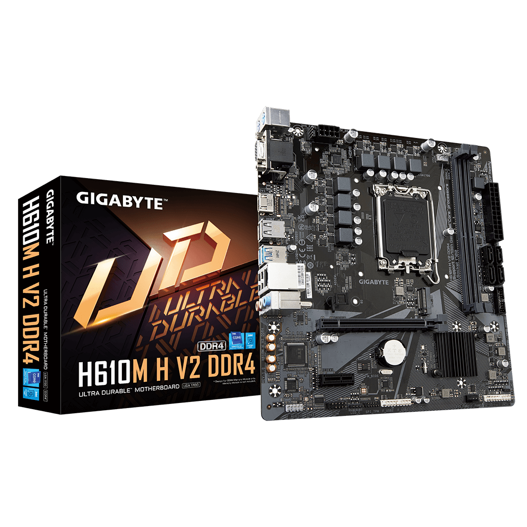 GIGABYTE H610M H V2 DDR4, rev1.0, 2xDDR4, M.2, D-SUB, HDMI, 12-13.14.Nesil, LGA1700 Soket, Anakart