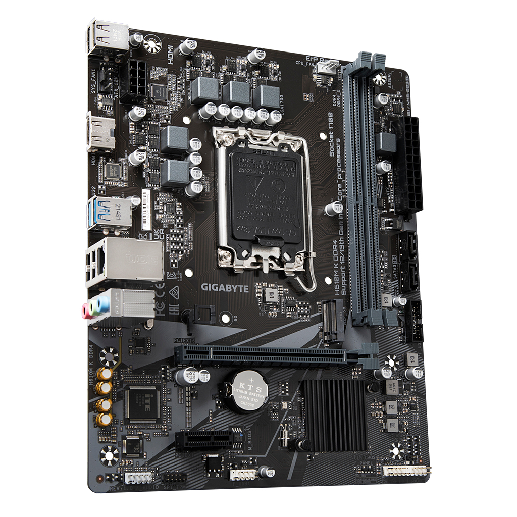 GIGABYTE H610M K DDR4, 2xDDR4, M.2, HDMI, 12-13.14.Nesil, LGA1700 Soket, Anakart