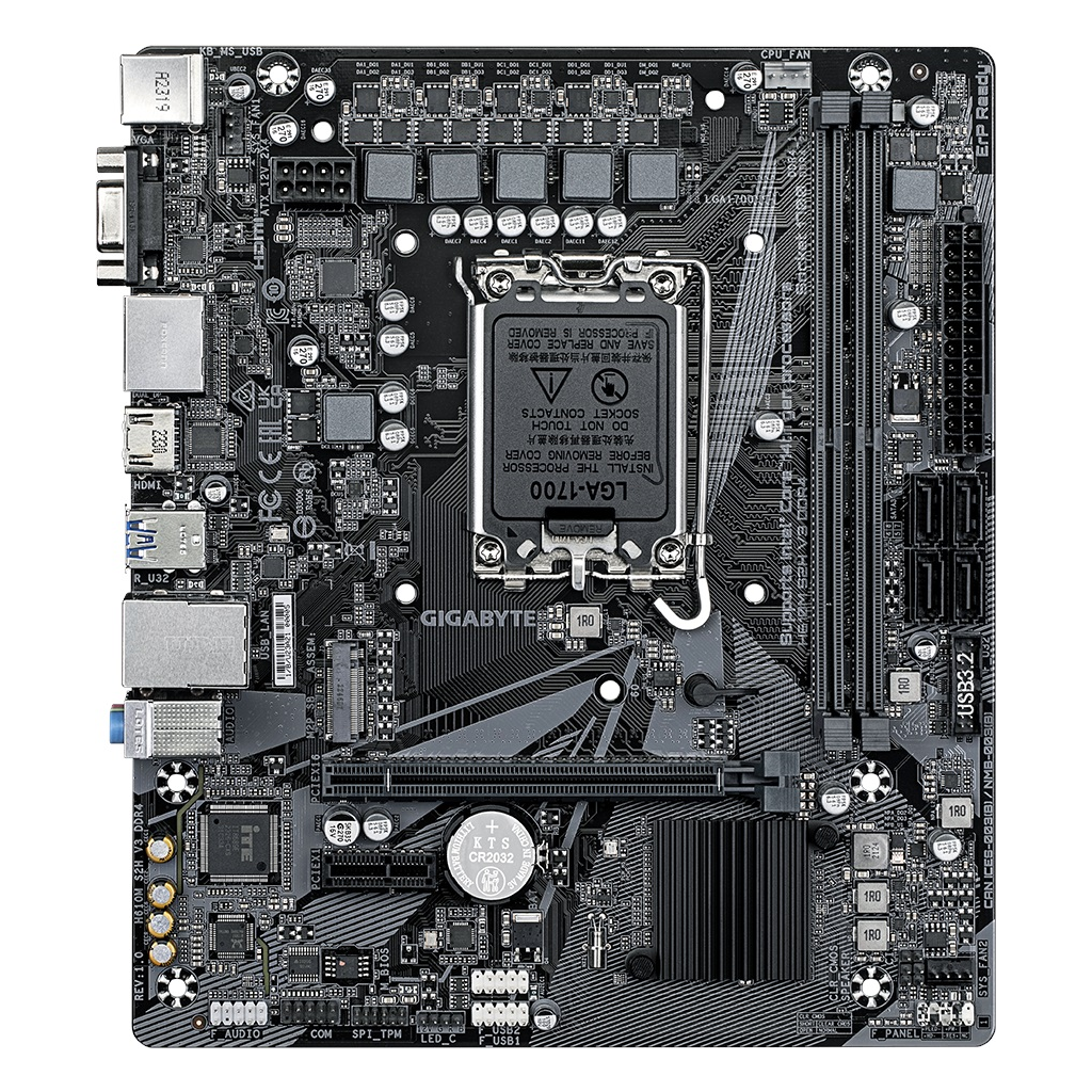 GIGABYTE H610M S2H V3, DDR4, rev1.0, 2xDDR4, M.2, D-SUB, HDMI, DP, 12-13.14.Nesil, LGA1700 Soket, Anakart