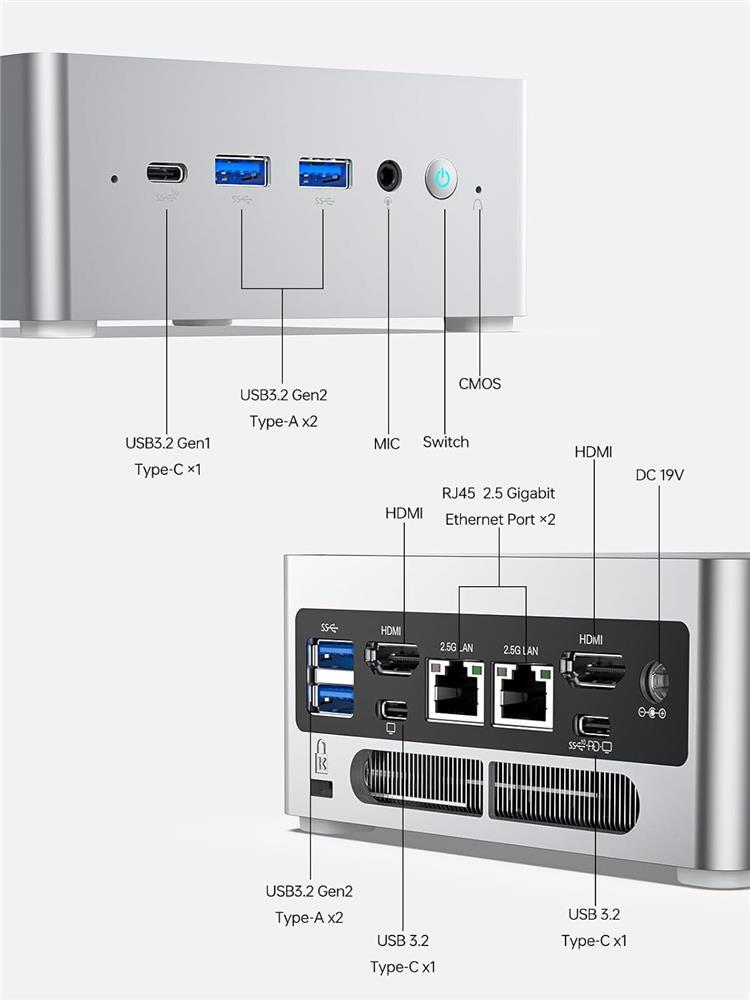 GMKtec Minisforum NAB6 Lite Intel İ5 12600H 32GB DDR4 1TB M2 SSD WiFi + BT Win11 Pro Mini PC