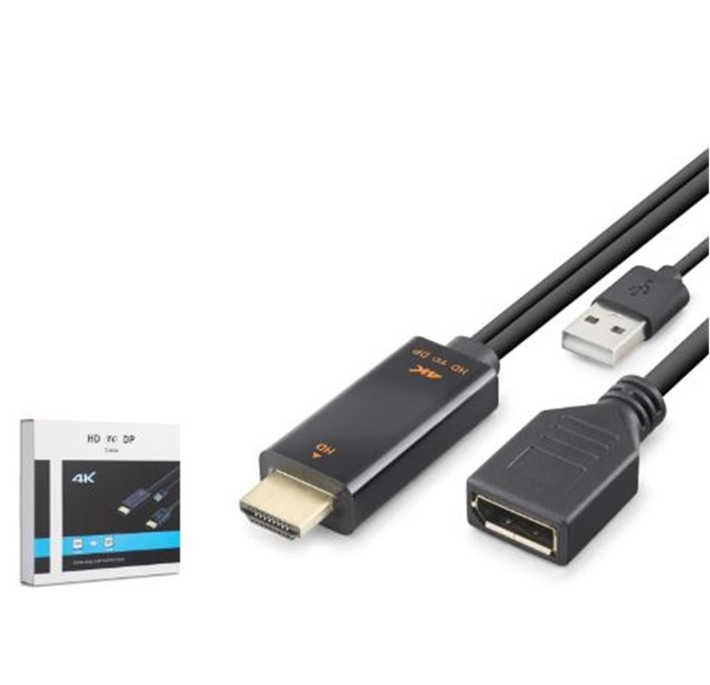 HADRON HDX7901 HDMI USB to DisplayPort Aktif Dönüştürücü Kablo 4K 60Hz 26 cm Siyah