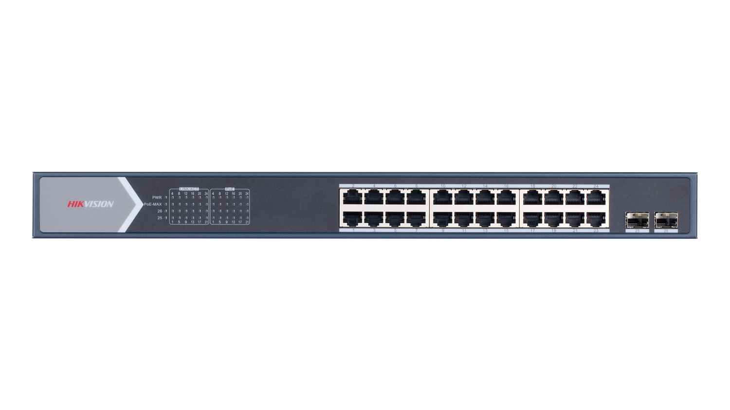 HIKVISION 24port PoE 250w 2-SFP Gigabit Yönetilemez Switch DS-3E0526P-E/M
