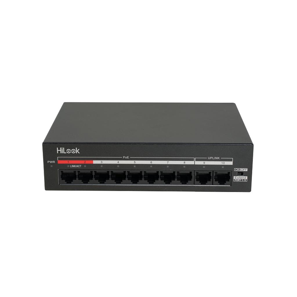 HILOOK NS-0110MP-60, 8 Port, Megabit, PoE 60W, 2 Port Megabit Uplink, Yönetilemez, Masaüstü Switch