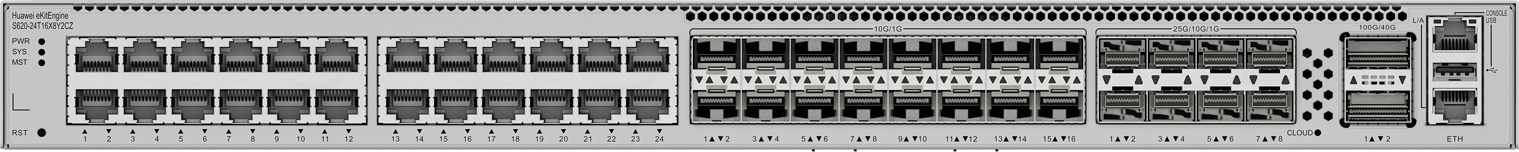 HUAWEI 24port 10-SFP/8-SFP 25GbE/2-SFP 100GbE Gigabit 10xSFP+/8x25GE/2x100GE Yönetilebilir Switch  eKIT S620-24T16X8Y2CZ