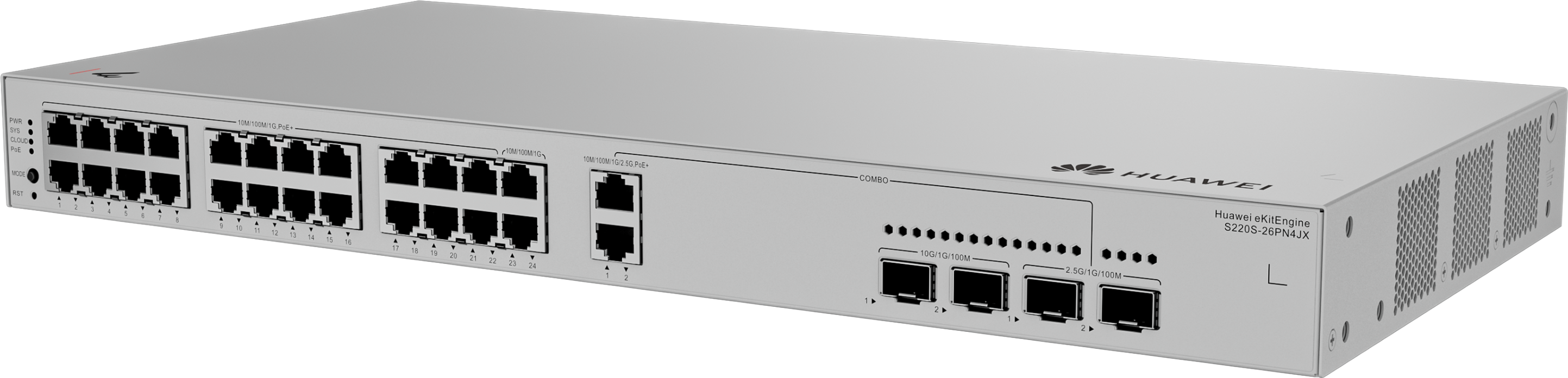 HUAWEI 24port PoE 400w 2-SFP 2.5GE/2-SFP 10GE Gigabit Yönetilebilir Switch eKIT S220S-26PN4JX