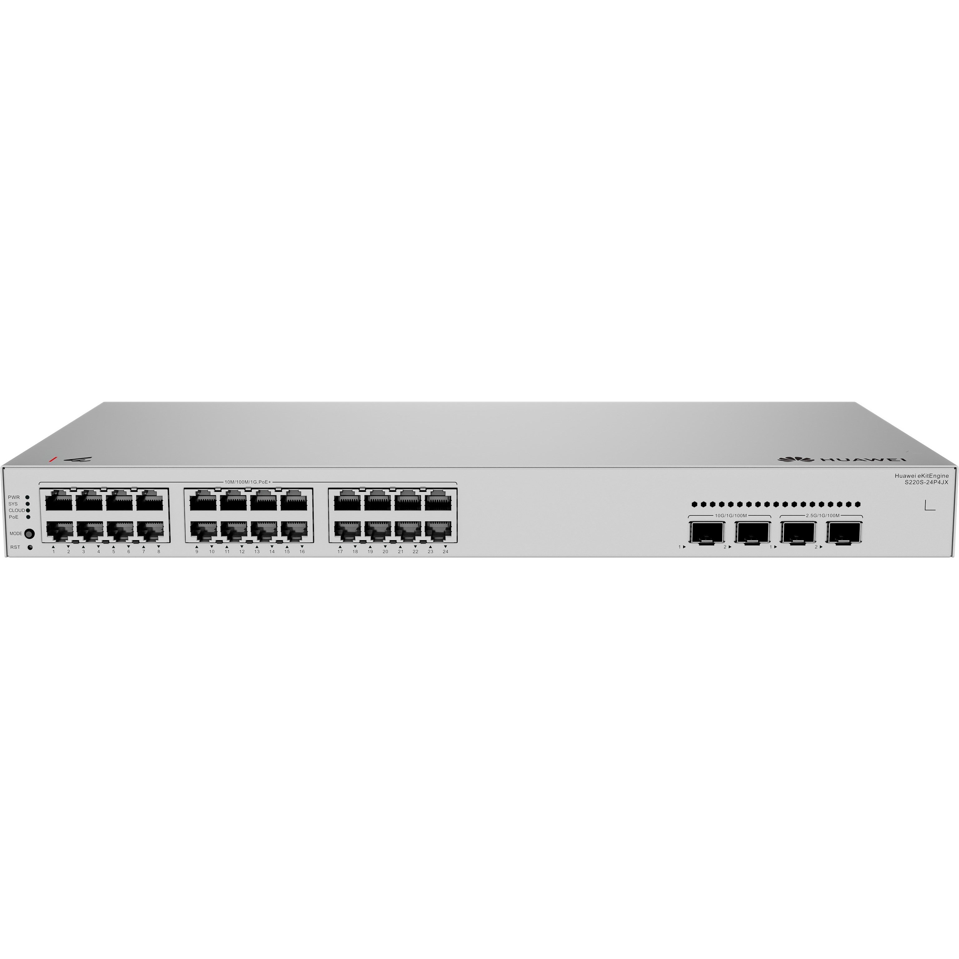 HUAWEI eKIT S220S-24P4JX 24 PORT 10/100/1000 24 PORT POE 2 X 2.5GE SFP + 2 X 10G SFP+ 400W L2 CLOUDE YÖNETİLEBİLİR RACK
