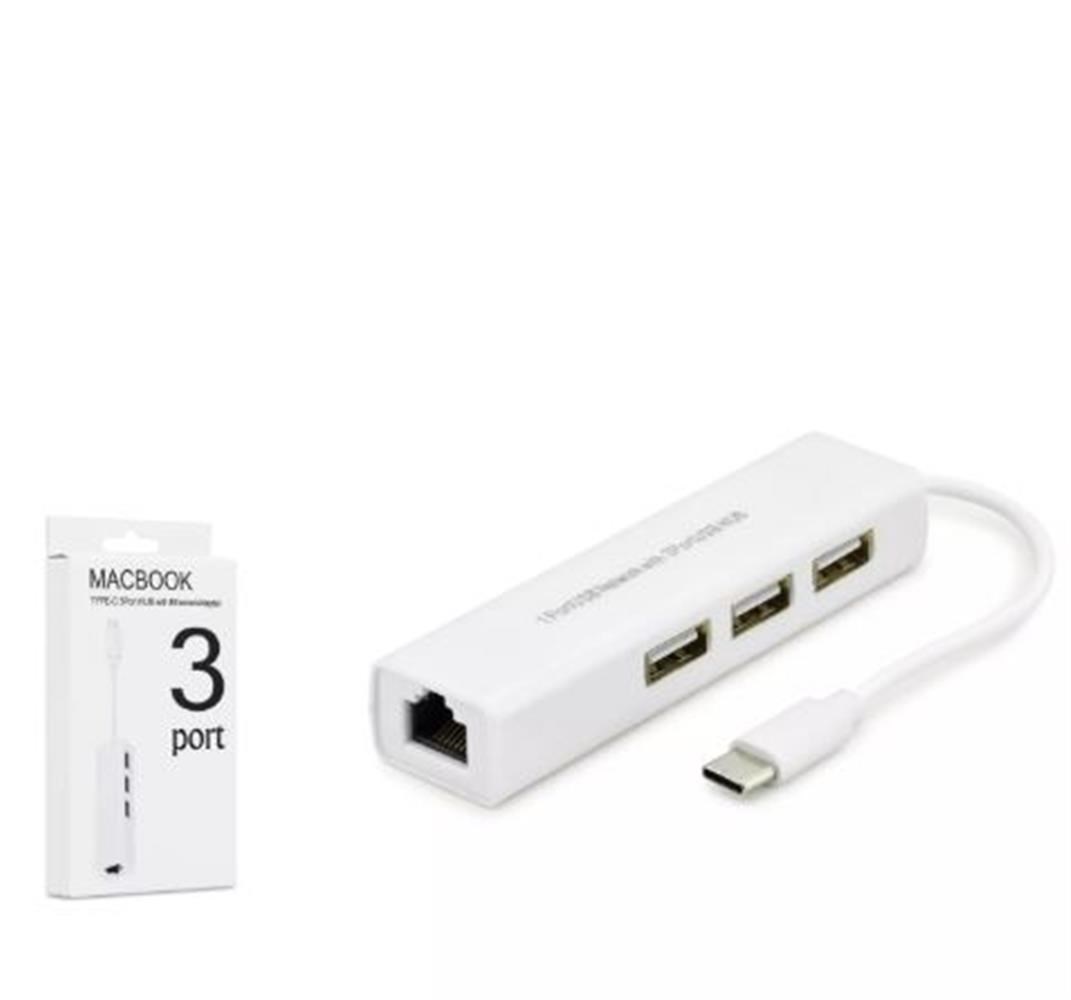Hadron Hdx7007 Type-C Hub Combo 3-Usb + Lan Beyaz