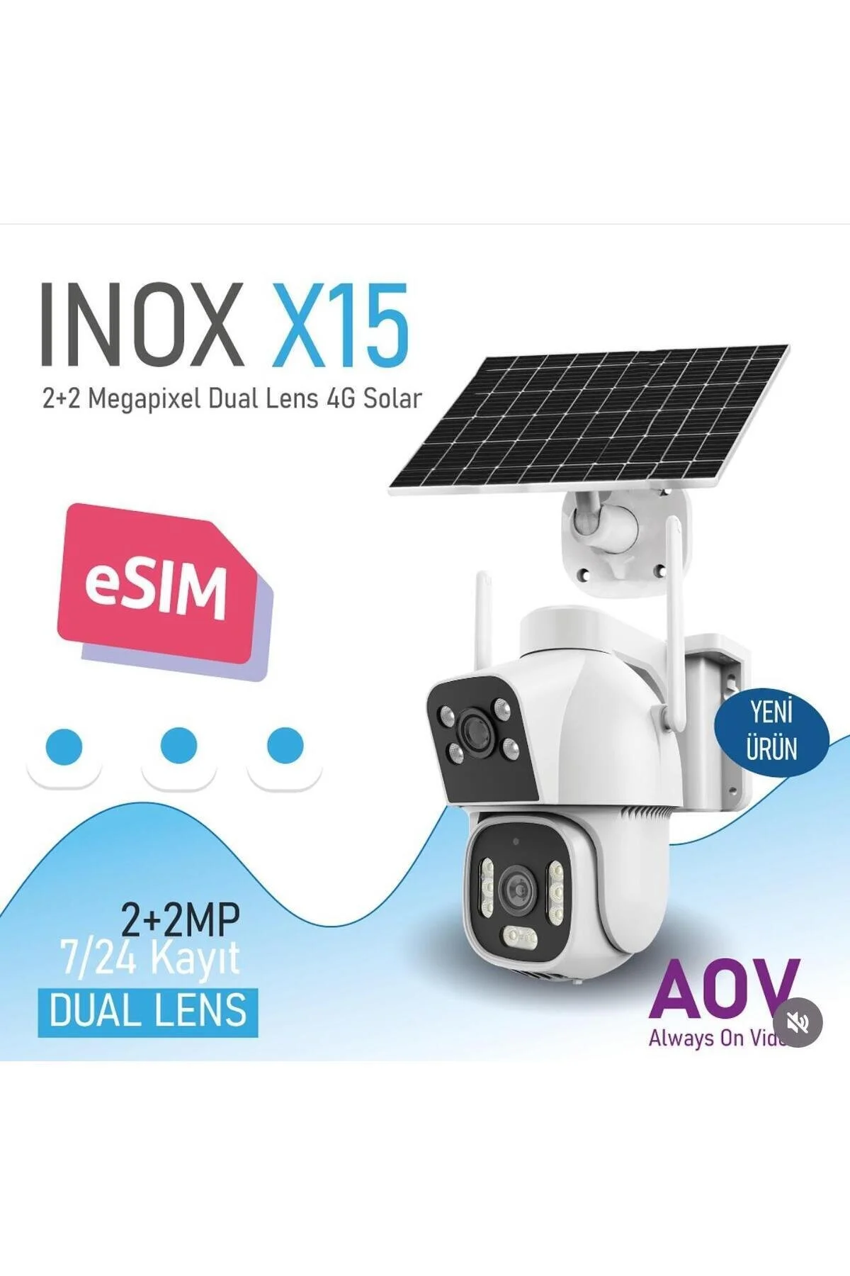 INOX 2+2MP PTZ Speed Dome 3.6mm Wıfı Kablosuz IP Solar Kamera 4G Sim Kart Destekli X15