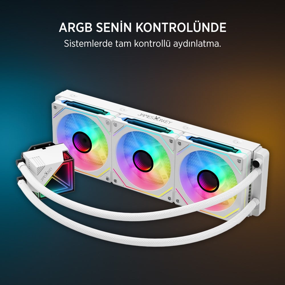 James Donkey Lugis JDC360 ARGB 360mm Beyaz Sıvı İşlemci Soğutucu AM5 ve LGA1700 Uyumlu