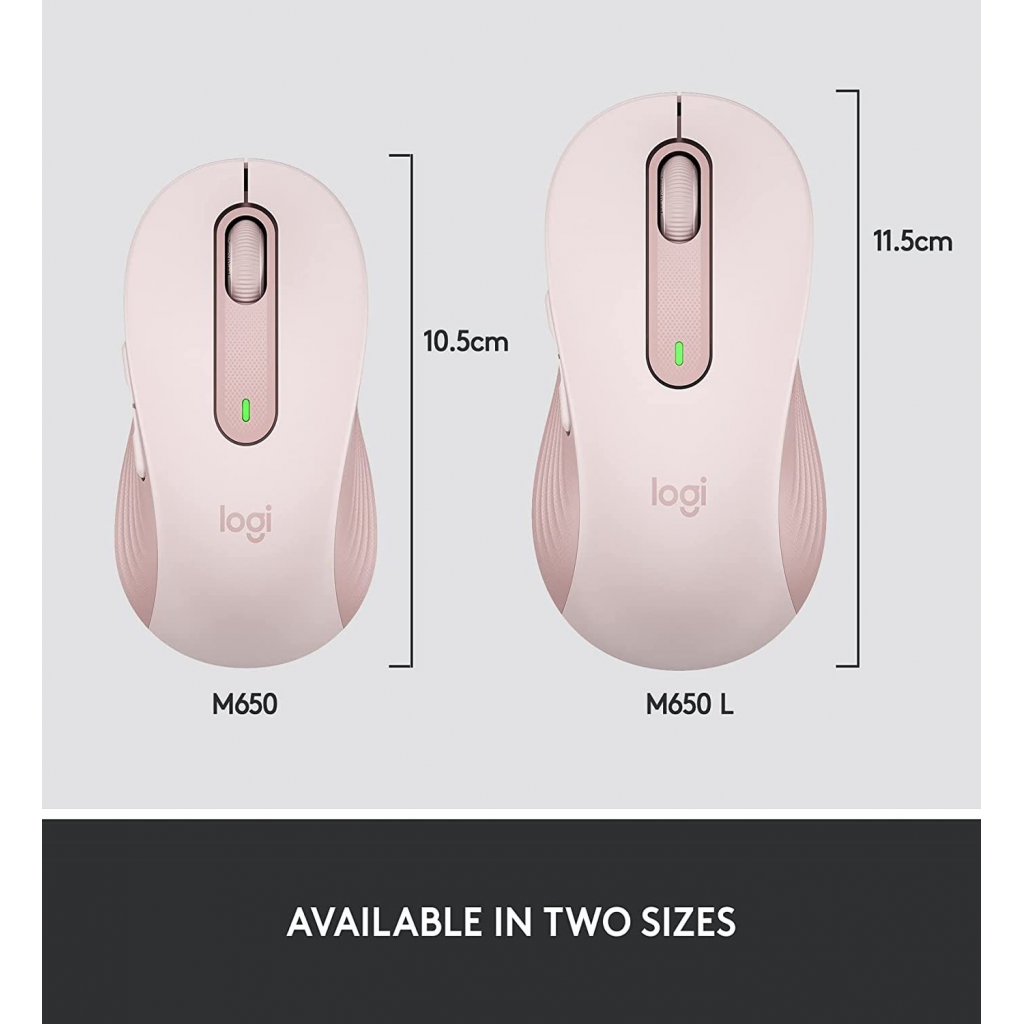 LOGITECH 910-006254, M650 Signature, Rose, Sağ El, USB Nano 2,4G Kablosuz, 4000dpi, Optik, 5 Tuşlu, 24ay Pil Ömrü, Sessiz Mouse
