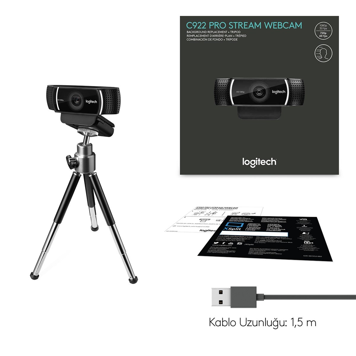 LOGITECH C922 Pro Stream 1920x1080 Web Kamerası (960-001088)