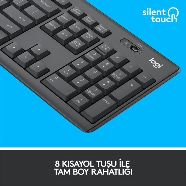 LOGITECH MK295 Kablosuz Q Trk Siyah Klavye - Mouse Set (920-009804)
