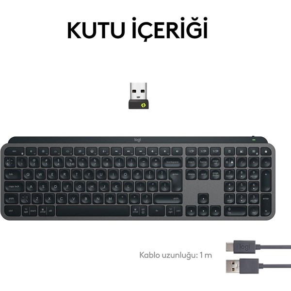 LOGITECH MX Keys S Kablosuz Q Trk Siyah Klavye (920-011594)