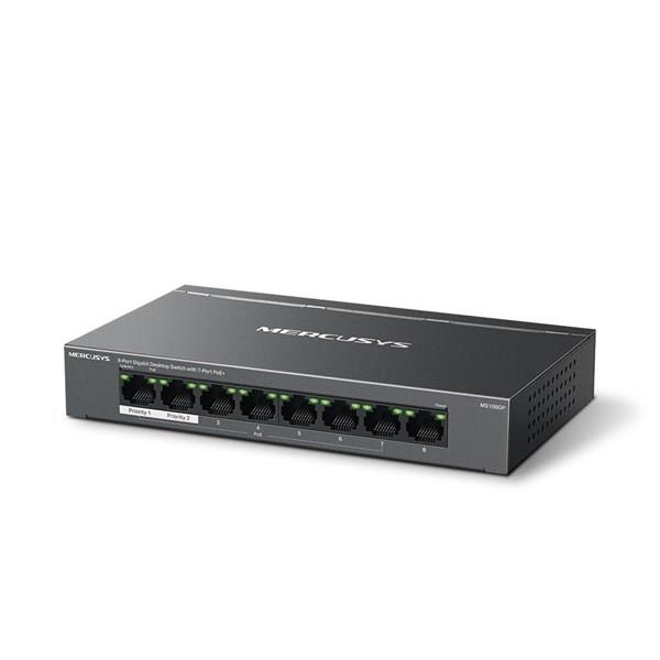 MERCUSYS 8-PORT MS108GP GIGABIT YÖNETİLEMEZ 65W 7-PORT POE SWITCH