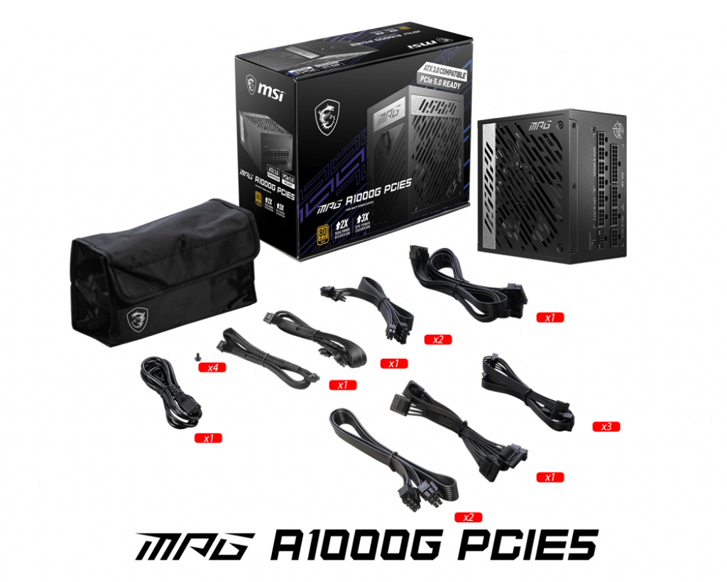MSI 1000w 80+ Gold MAG A1000G PCIE5 Tam Modüler Power Supply