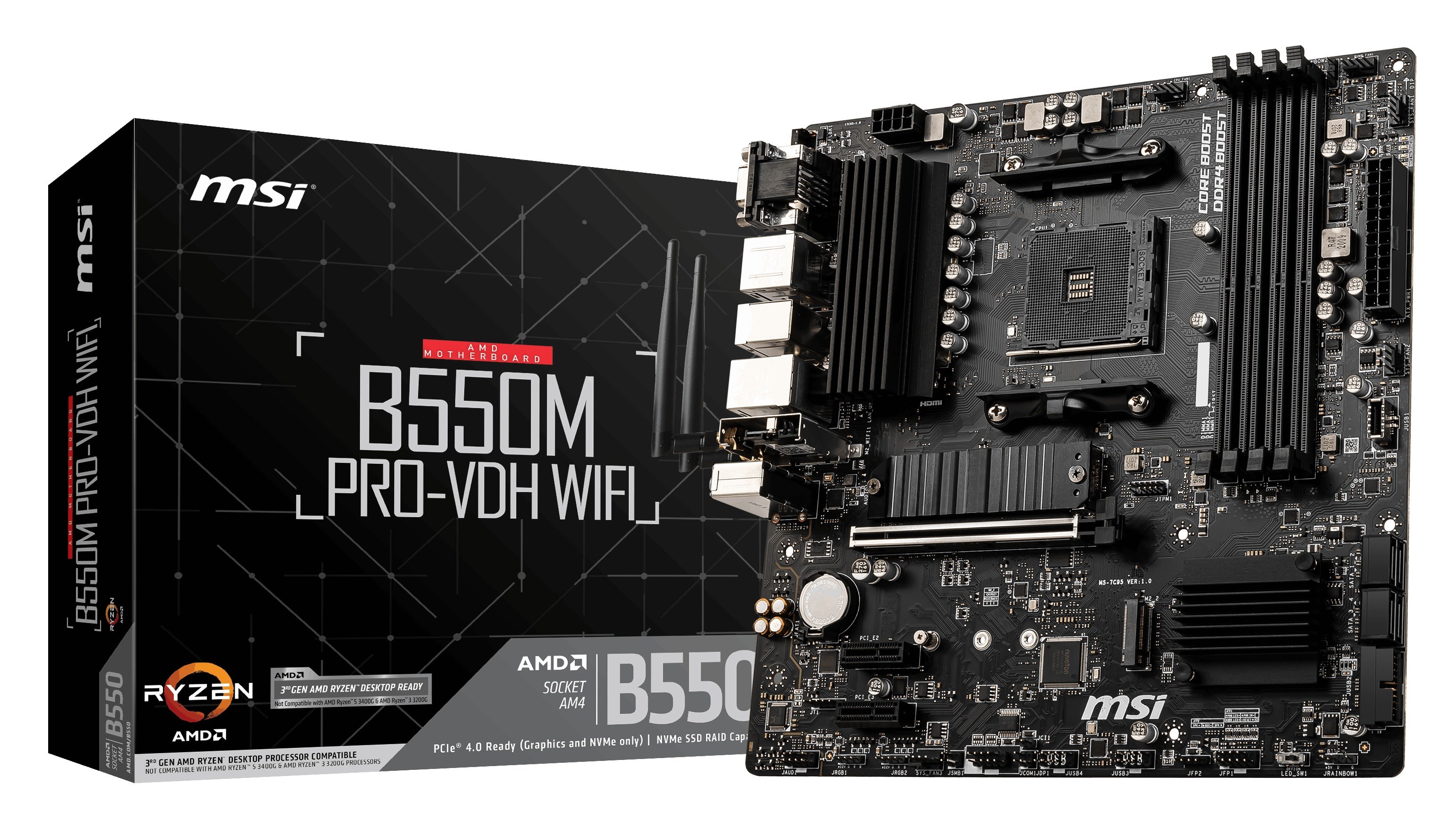 MSI B550M PRO-VDH WIFI DDR4 HDMI DP PCIE 4.0 AM4 mATX