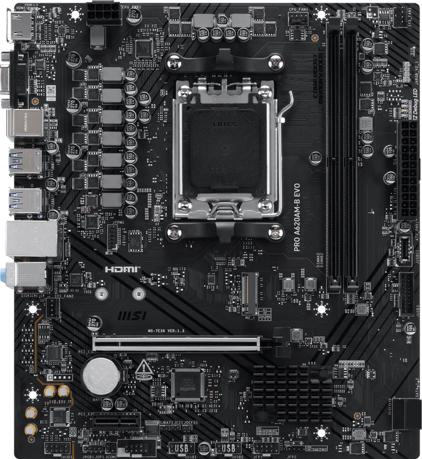 MSI PRO A620AM-B EVO DDR5 HDMI PCIE 4.0 AM5 mATX