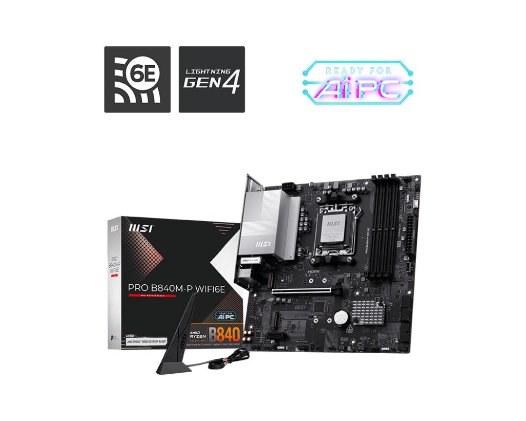 MSI PRO B840M-P WIFI6E DDR5 HDMI-TYPEC PCIE 4.0 AM5 mATX