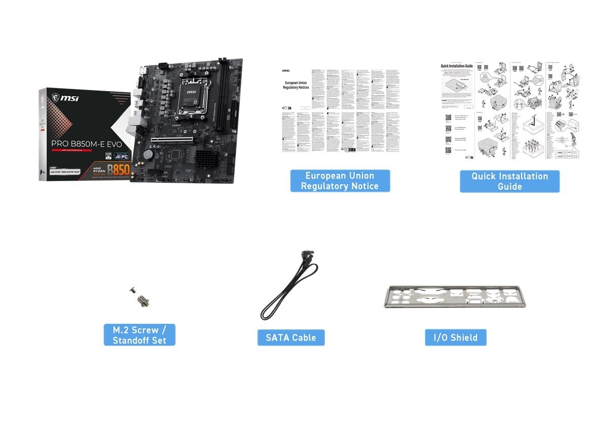MSI PRO B850M-E EVO DDR5 HDMI-DP PCIE 5.0 AM5 mATX