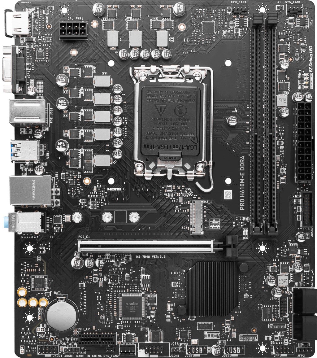 MSI PRO H610M-E DDR4 M2 PCIe NVME HDMI PCIe 16X v4.0 1700p mATX