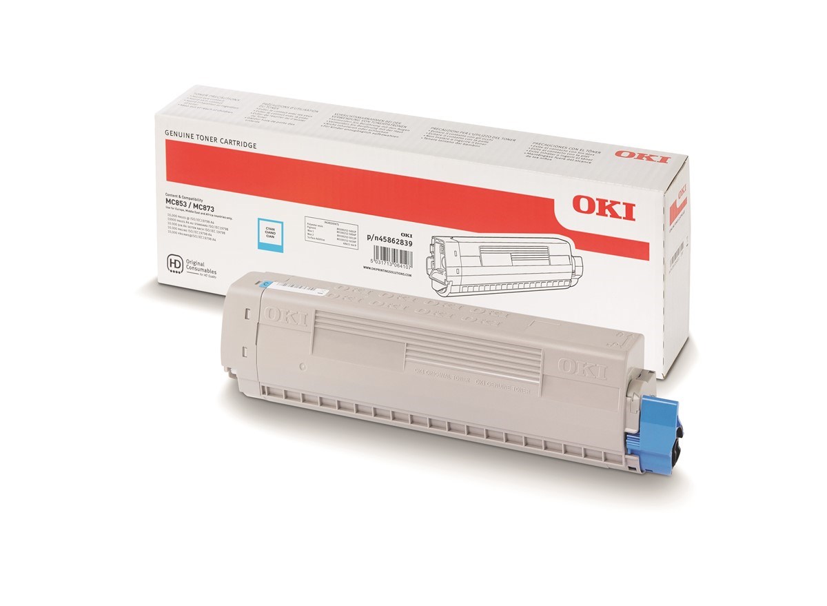 OKI MC853 / MC873 Cyan Orijinal Toner Kartuşu (7.300 Sayfa) - 45862839