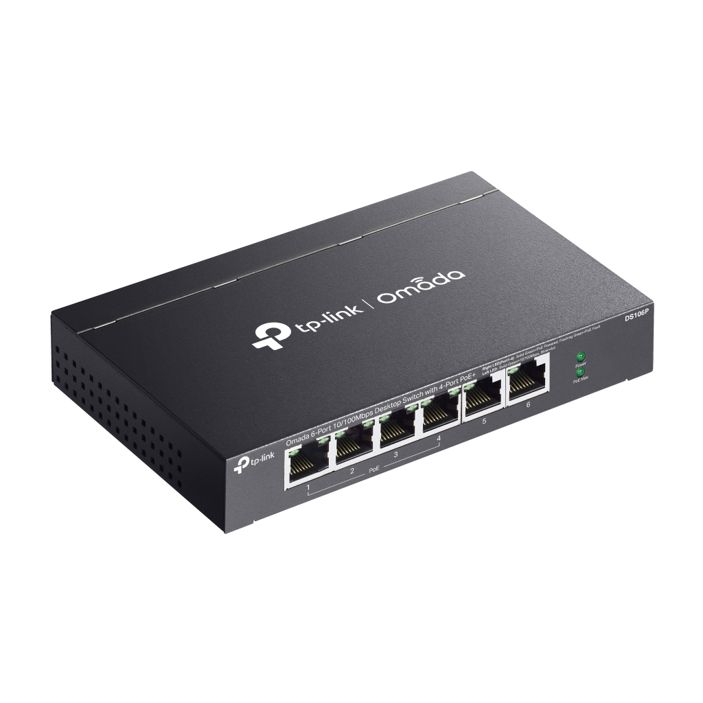 OMADA DS106P, 6 Port Megabit,  4 Port Megabit PoE+, 67W, Yönetilemez, Masaüstü Metal Kasa Sessiz Switch