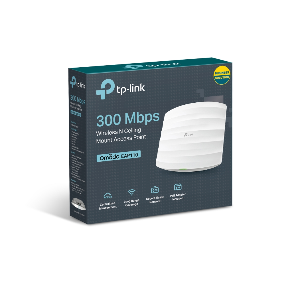 OMADA EAP110, 1Port Gigabit PoE, 300Mbps, 2,4Ghz, Pasif Poe, Tavan tipi Access Point