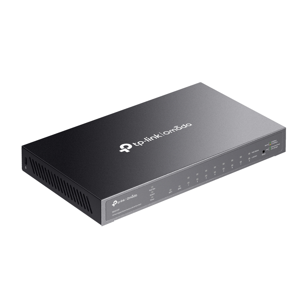 OMADA SG2210P, 8 Port Gigabit PoE+, 61W, 2Port SFP, Yönetilebilir, Metal Kasa Masaüstü/Vesa Switch