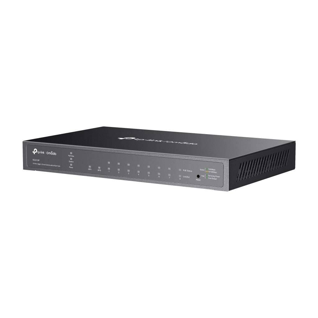 OMADA SG2210P, 8 Port Gigabit PoE+, 61W, 2Port SFP, Yönetilebilir, Metal Kasa Masaüstü/Vesa Switch