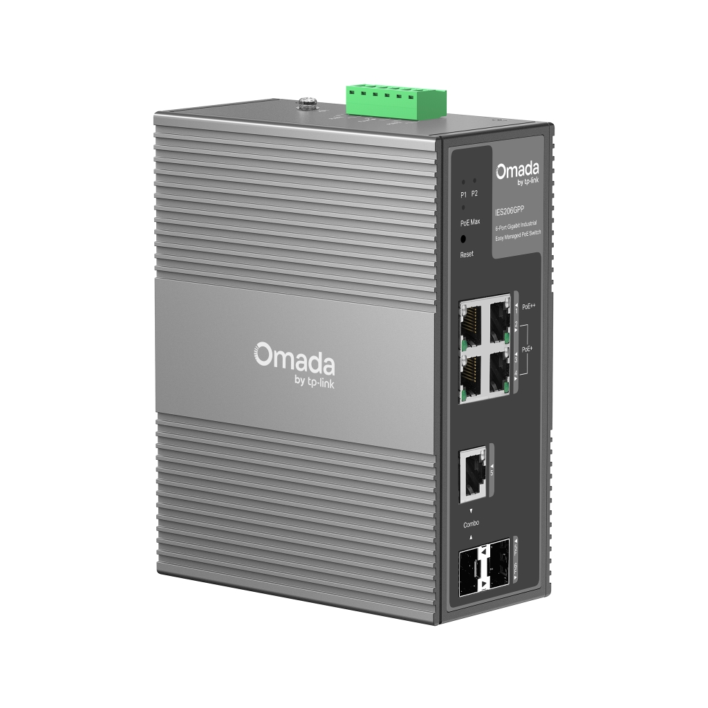 Omada IES206GPP Industrial, 6 Port Gigabit, 1Port Poe++, 3 Port Poe+, 1 Port Gigabit Combo SFP, 120W, Yönetilebilir, Endüstriyel Switch