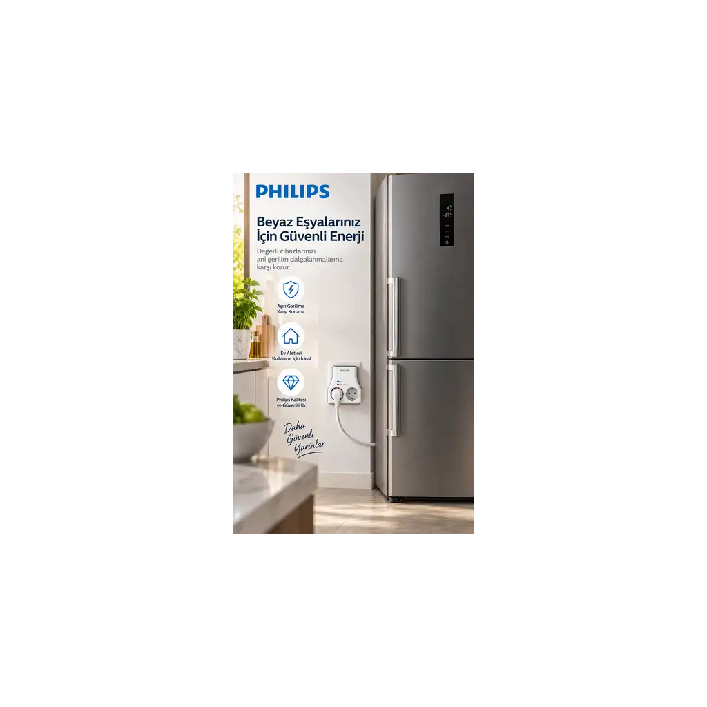 PHILIPS CHP7022W/62, 2li, Akım Korumalı Priz, 1140 Joules, (Beyaz)