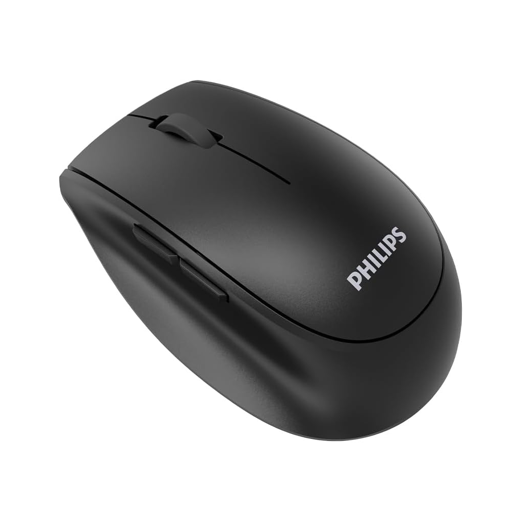 PHILIPS SPK7627B, Siyah, USB Nano 2,4Gh ve Bluetooth Kablosuz, 1600dpi, Optic, 5 Tuşlu, Şarj Edilebilir, Sessiz Click, Mouse