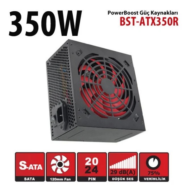 POWERBOOST 350W BST-ATX350R 12cm Fanlı Power Supply