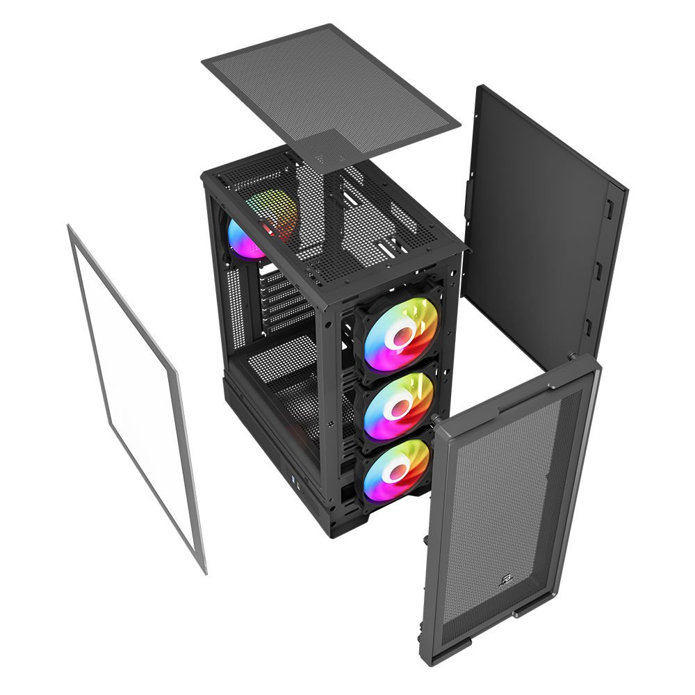 POWERBOOST 600W 80+ A601B 4-Rainbow Fanlı Gaming Mid-Tower PC Kasası