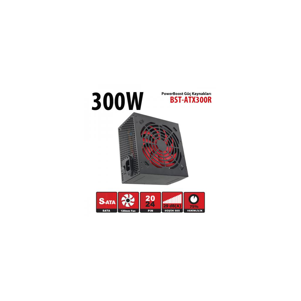 PowerBoost BST-ATX300R 300W, Sata, 12cm Fan,  BOX PSU
