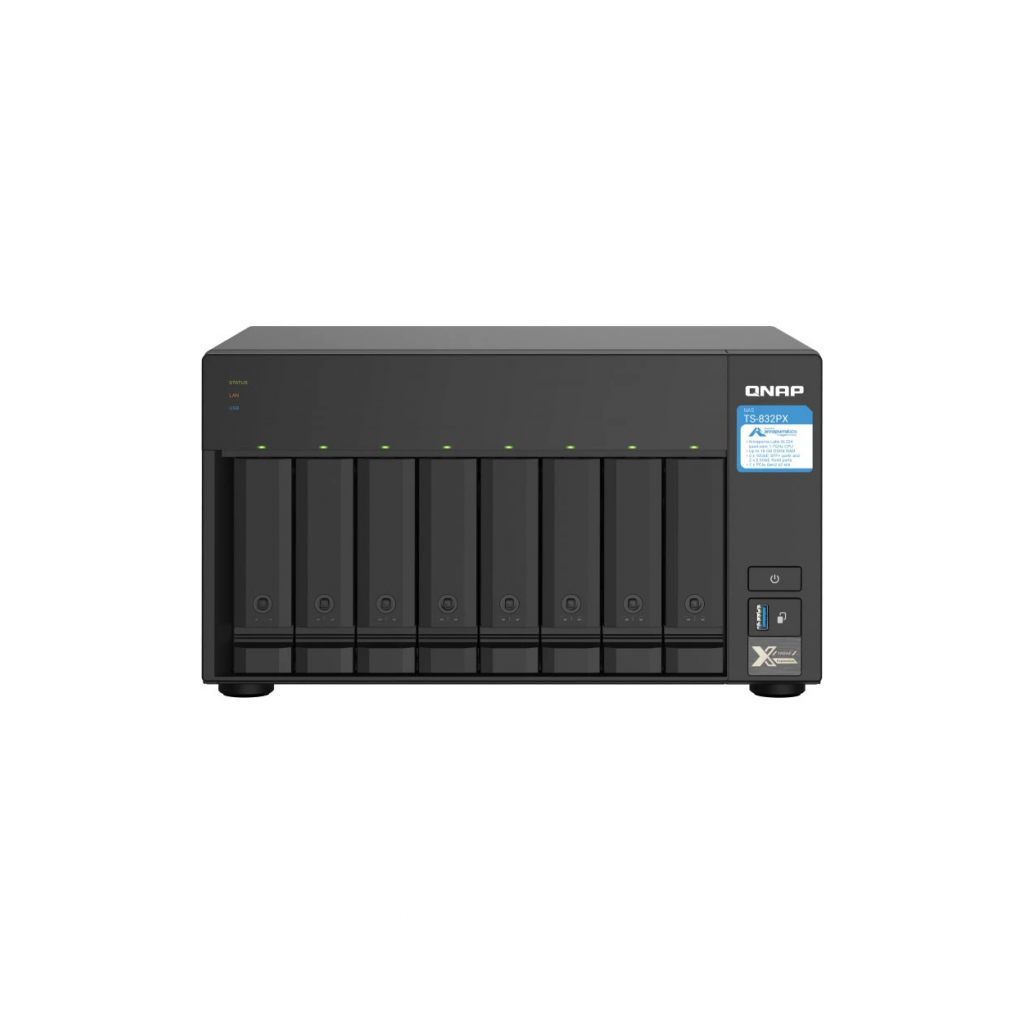 QNAP TurboNAS TS-832PX-4G, 4Gb Ram, 8xYuvalı, Tower NAS