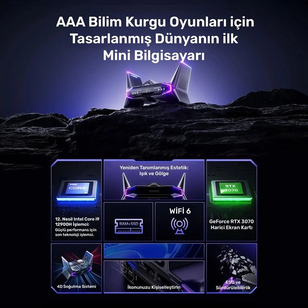 RAXIUS MP M2A İ9 3070-129H001 CORE i9 12900H 16GB RAM 512GB SSD RTX 3070 FDOS MINI PC