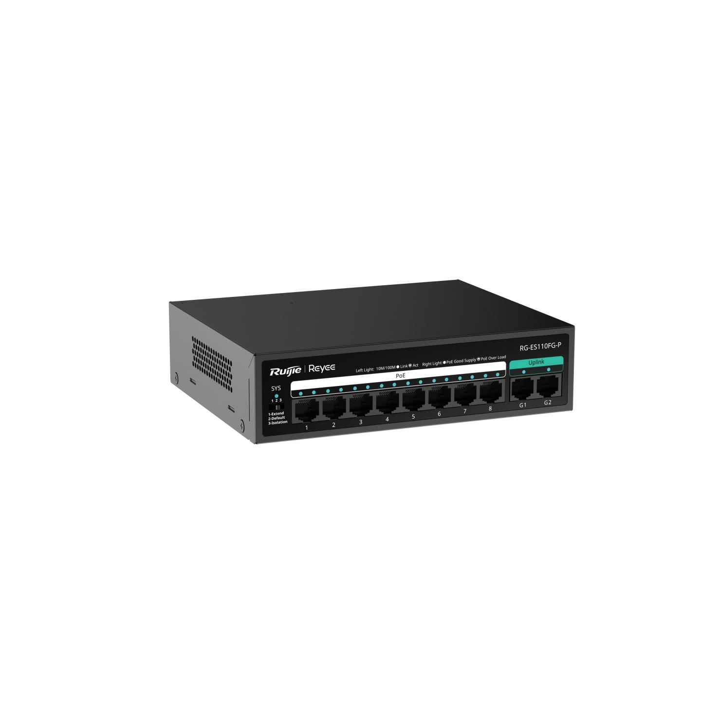 RUİJİE-REYEE RG-ES110FG-P 8XFE+2XGE F.GİGABİT 110W POE SWİTCH