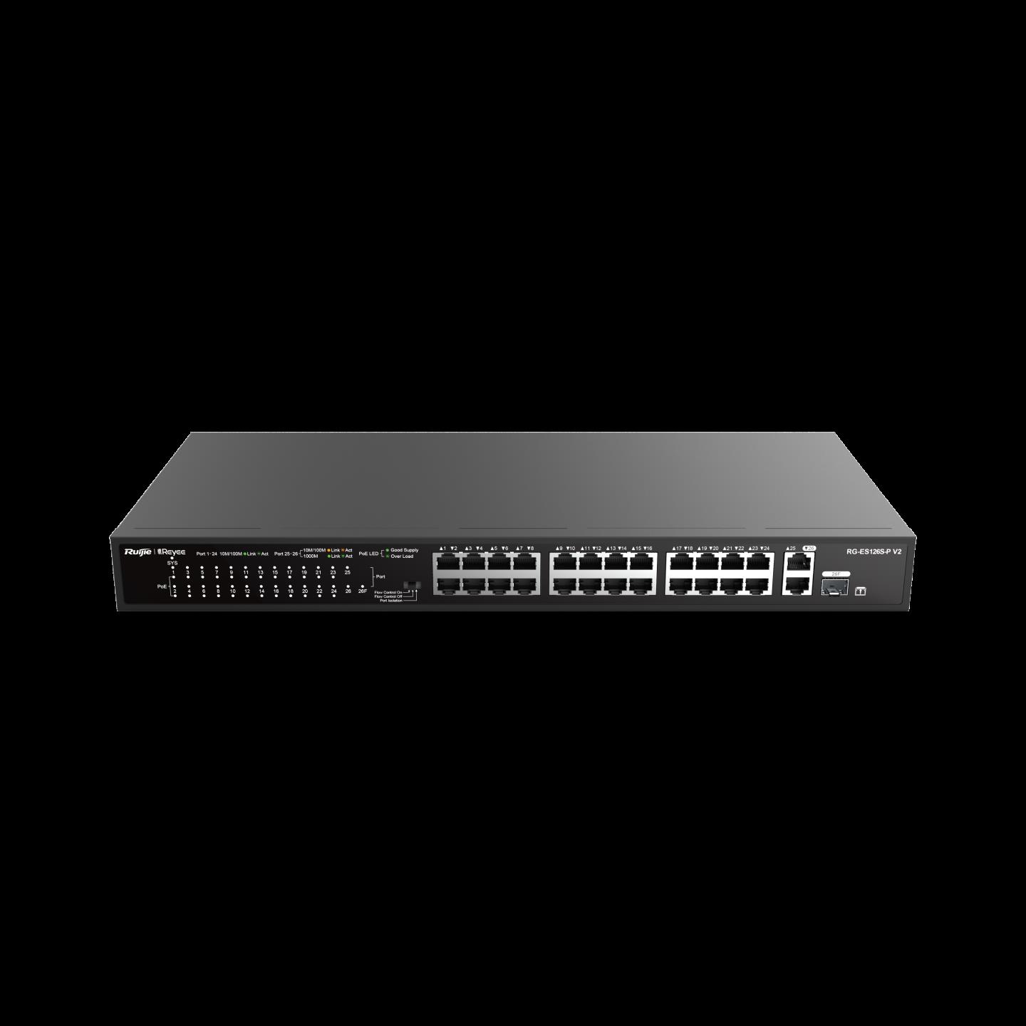 RUİJİE-REYEE RG-ES126S-P 24XFE-2XGE UPLİNK / 1XGE SFP 370W POE SWİTCH