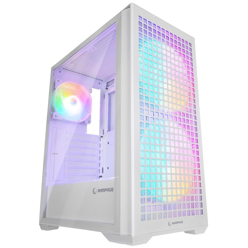 Rampage GYRA V1 WHITE Mesh 650W 80 Plus Bronze 1-12cm+2-16cm Rainbow Fan Type-c Oyuncu Kasası