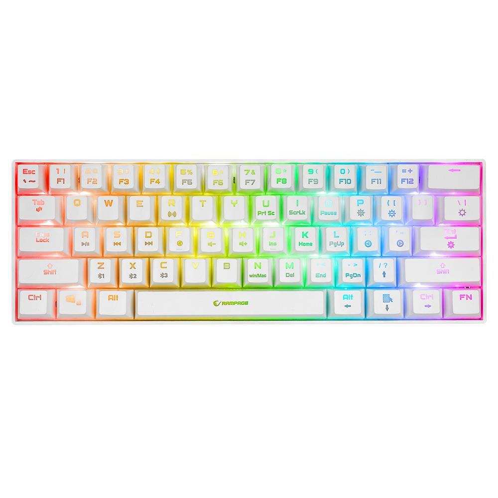 Rampage KB-RX63 B-ATOM Beyaz Bluetooth RGB Backlight RED SWITCH Mekanik Q 63 Tuşlu Oyuncu Klavyesi